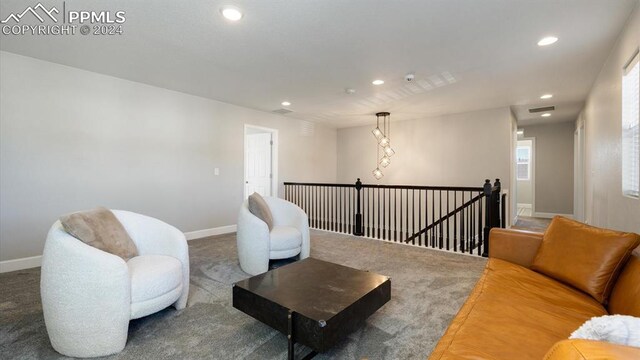 living room featuring carpet floors