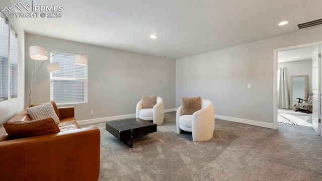 sitting room featuring carpet