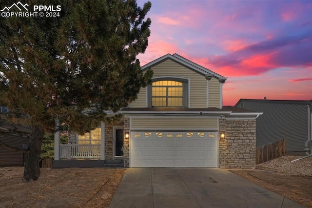 view of front facade with a garage