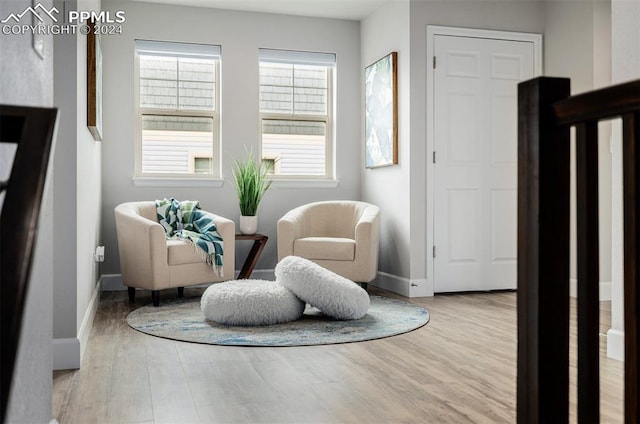 living area featuring light hardwood / wood-style flooring