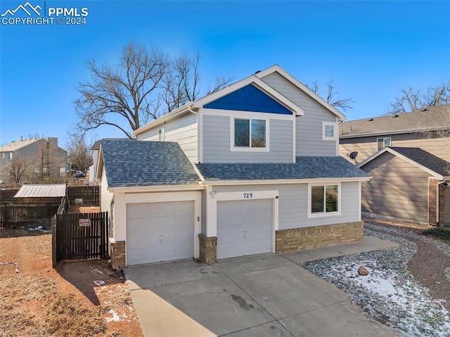 front facade with a garage