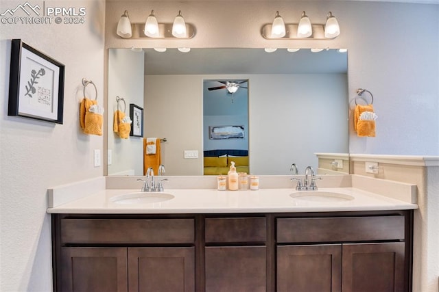 bathroom with vanity and ceiling fan