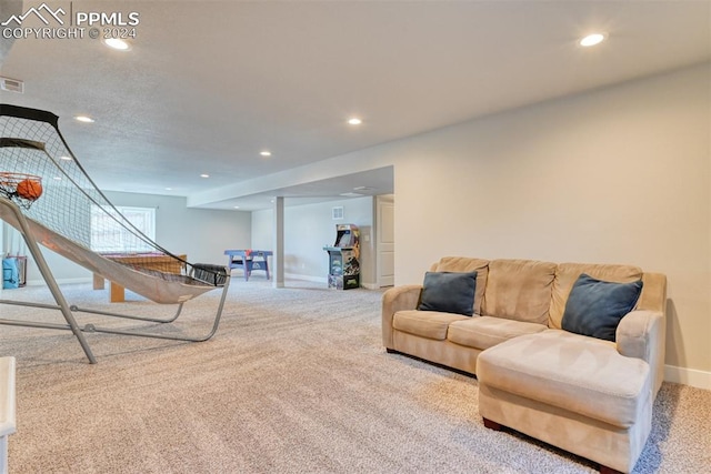 living room featuring carpet flooring