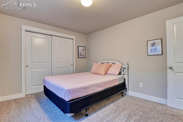 carpeted bedroom with a closet