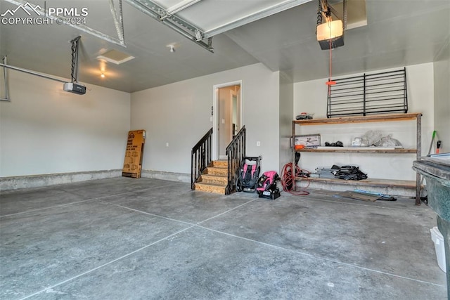 garage with a garage door opener