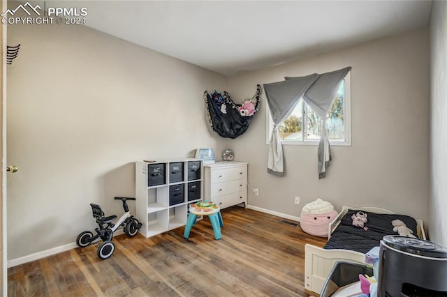 bedroom with hardwood / wood-style flooring