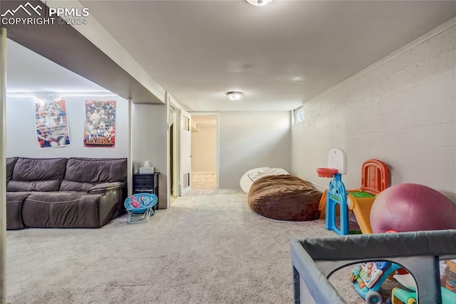 interior space featuring carpet flooring