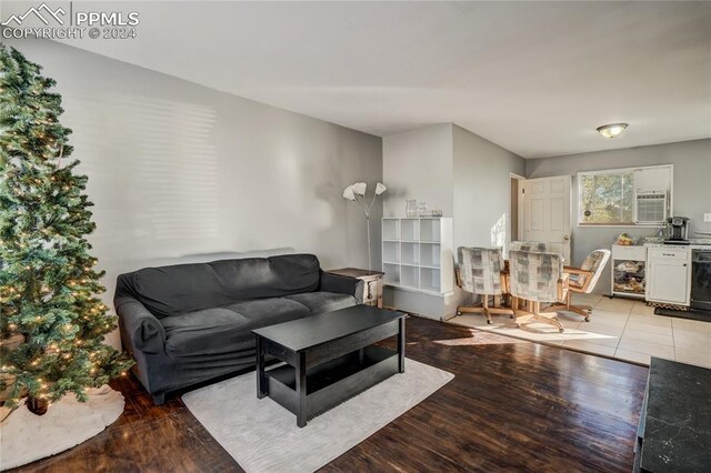 living room featuring light wood-type flooring