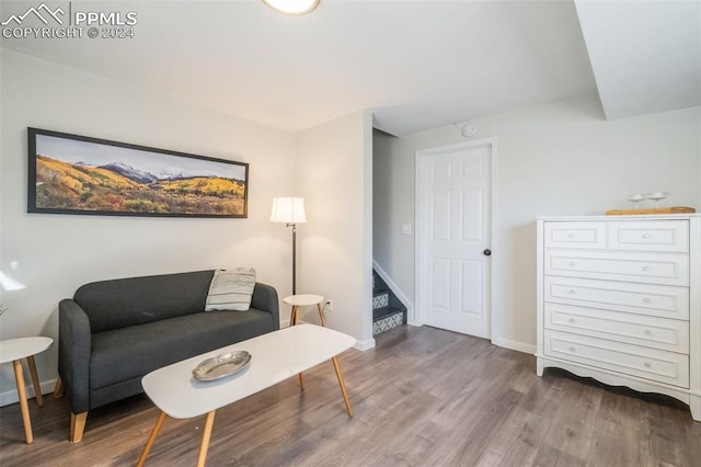 living area with wood-type flooring