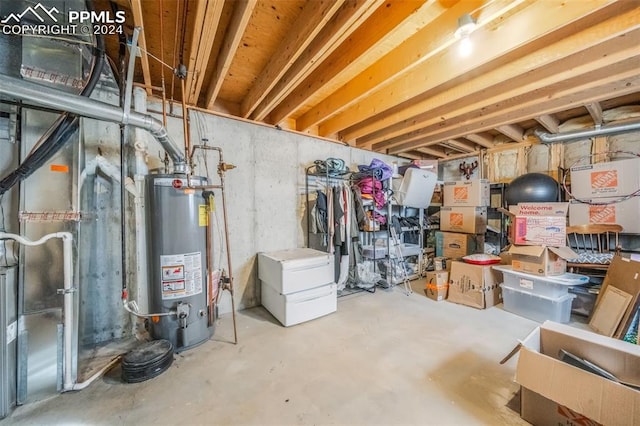 basement featuring water heater