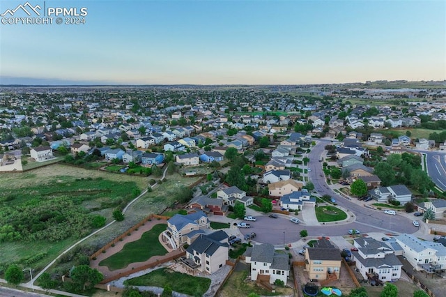 view of aerial view at dusk