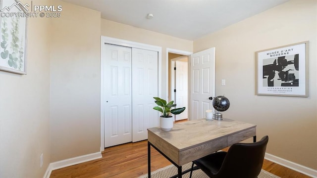 office featuring hardwood / wood-style flooring