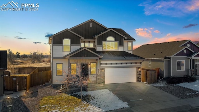 view of front of property featuring a garage