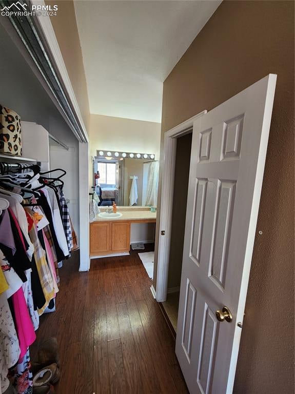 interior space featuring dark hardwood / wood-style flooring