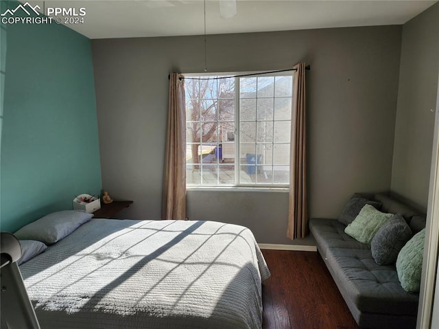 bedroom featuring dark hardwood / wood-style floors