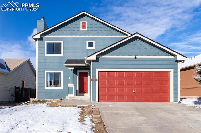 view of front of house with a garage