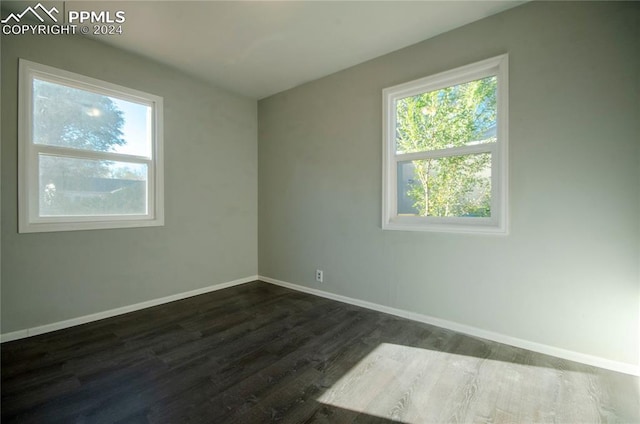 empty room featuring dark hardwood / wood-style floors and a healthy amount of sunlight