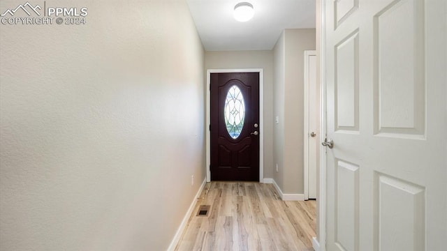 doorway featuring light wood-type flooring