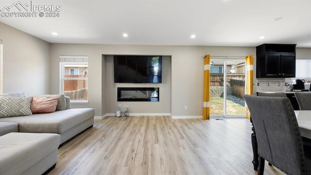 living room featuring light wood-type flooring