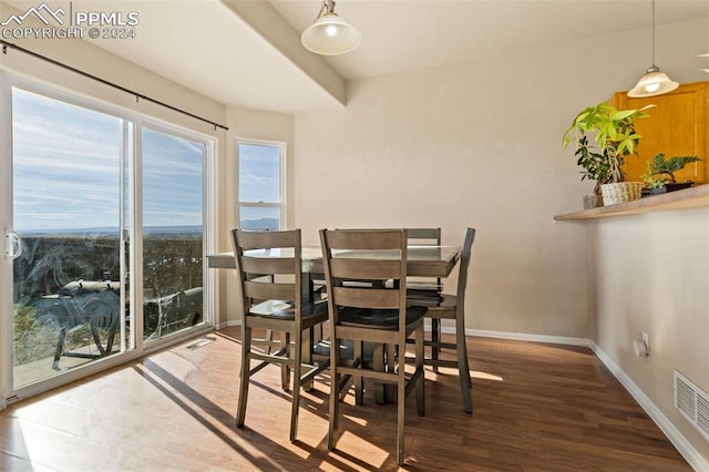 dining room with hardwood / wood-style flooring