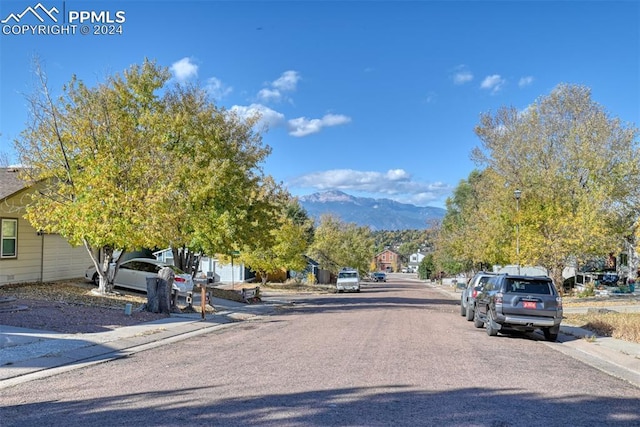 view of street with a mountain view