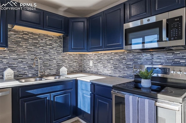 kitchen with decorative backsplash, stainless steel appliances, and sink