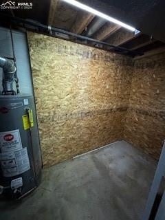 basement featuring gas water heater