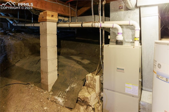 basement with gas water heater