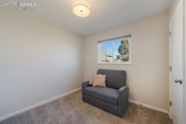 living area with carpet