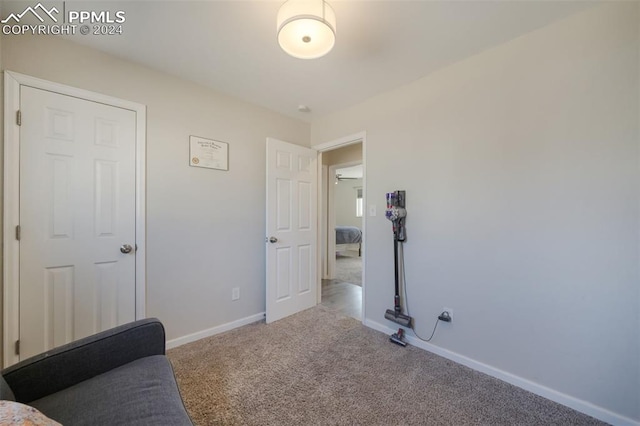 living area featuring carpet flooring