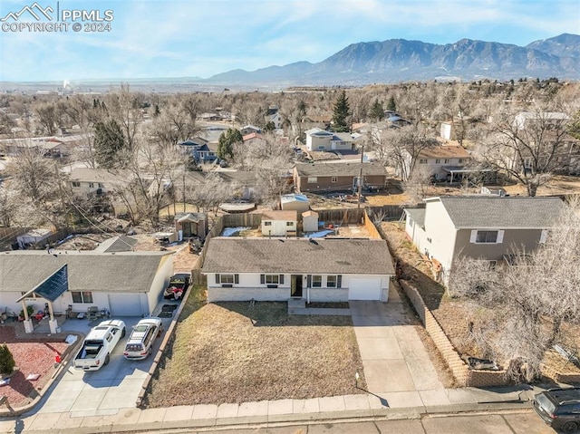 aerial view featuring a mountain view