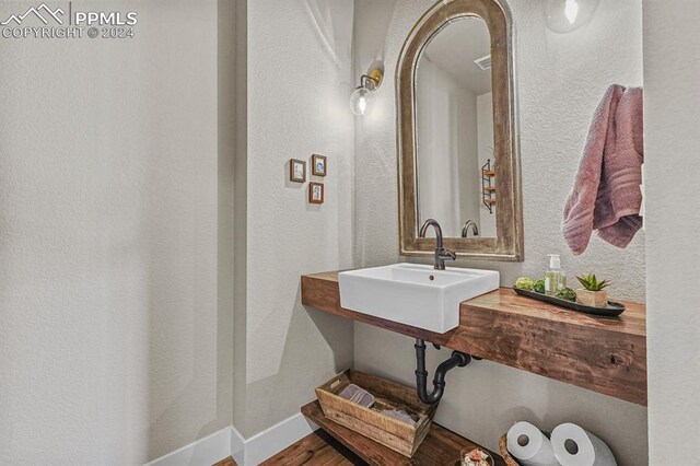 bathroom with sink and wood-type flooring
