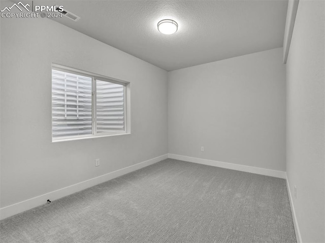 carpeted spare room featuring a textured ceiling