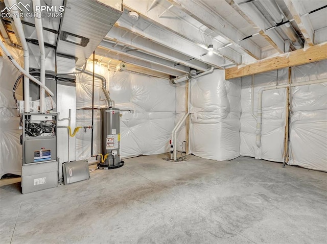 basement with water heater