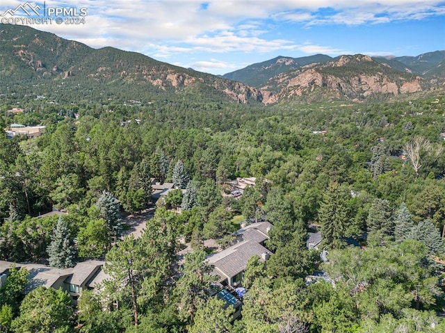 aerial view featuring a mountain view