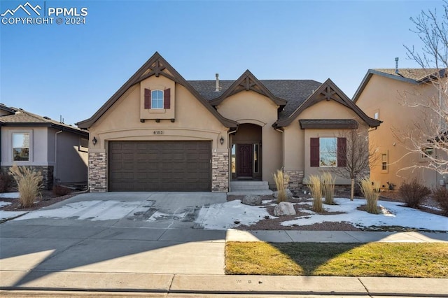 view of front of house with a garage