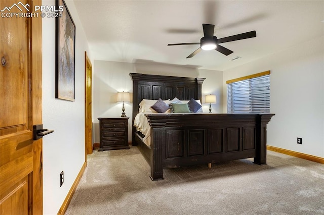 bedroom with carpet and ceiling fan