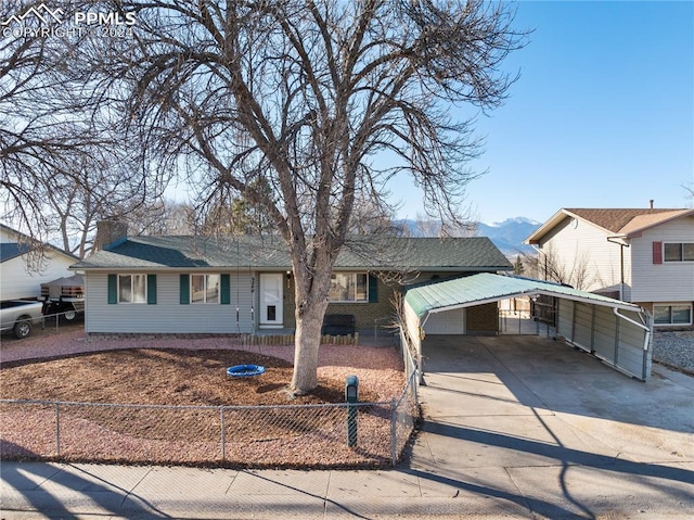 ranch-style house with a mountain view