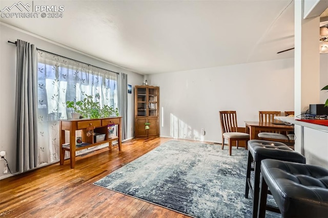 sitting room with hardwood / wood-style flooring