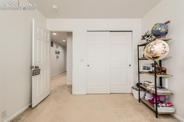 carpeted bedroom featuring a closet