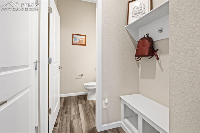 mudroom with hardwood / wood-style flooring