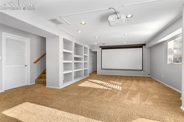 view of carpeted home theater room