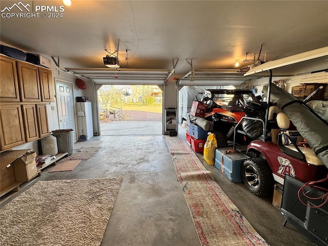 garage with a garage door opener