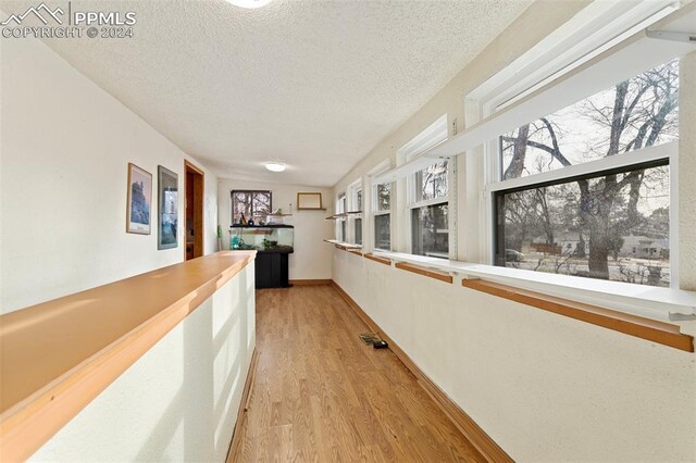 928 Alexander Rd, Colorado Springs, CO 80909 - hall featuring a textured ceiling and light hardwood / wood-style flooring