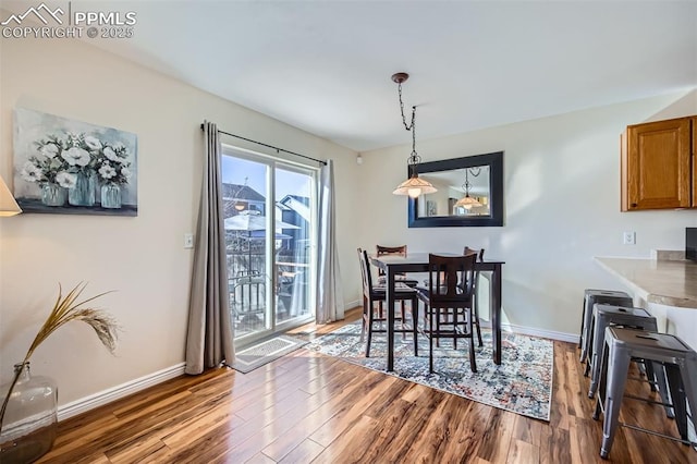 dining space featuring hardwood / wood-style floors