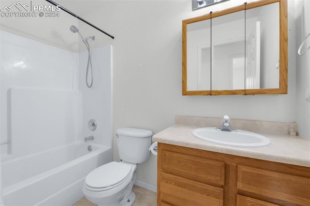 full bathroom featuring vanity, toilet, and tub / shower combination