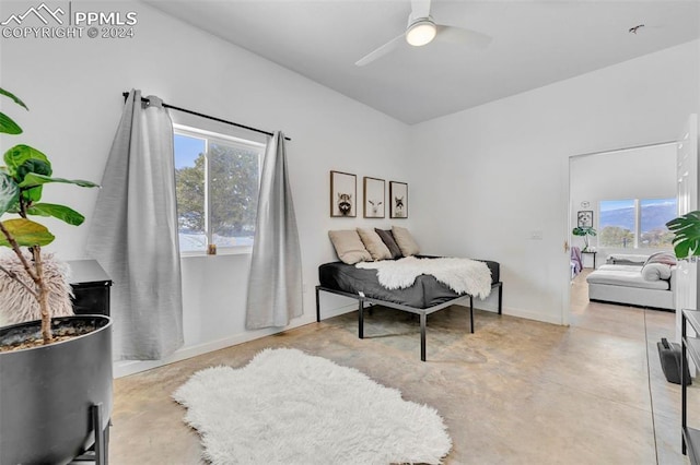 bedroom featuring ceiling fan