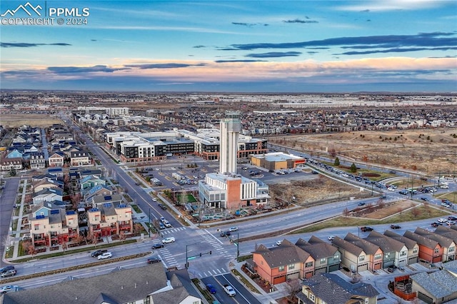 view of aerial view at dusk