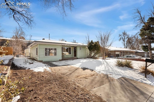 view of single story home