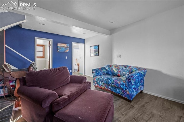 living room with wood-type flooring